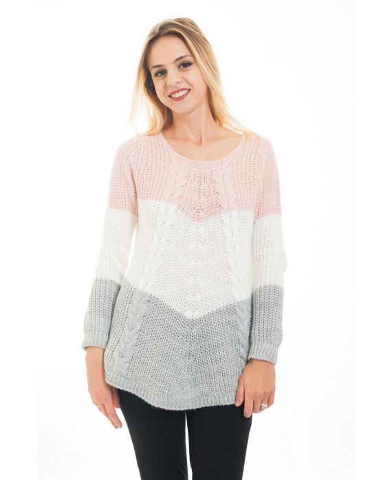 PULLOVER TRI-COLOR 4480 ROSA