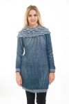 MAGLIONE TUNICA COLLO CADENDO 4483 BLU