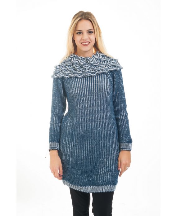 PULL TUNIQUE COL TOMBANT 4483 BLEU