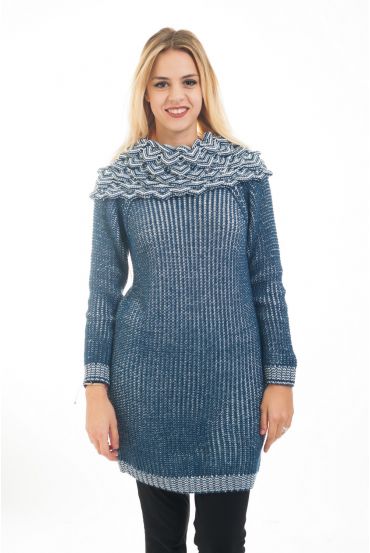 PULL TUNIQUE COL TOMBANT 4483 BLEU