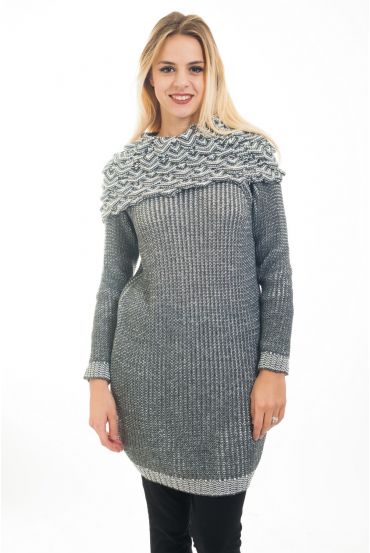 MAGLIONE TUNICA COLLO CADENDO 4483 GRIGIO