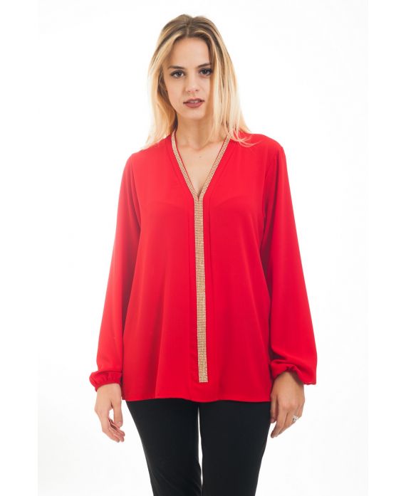 BLOUSE STRASS 4485 ROUGE