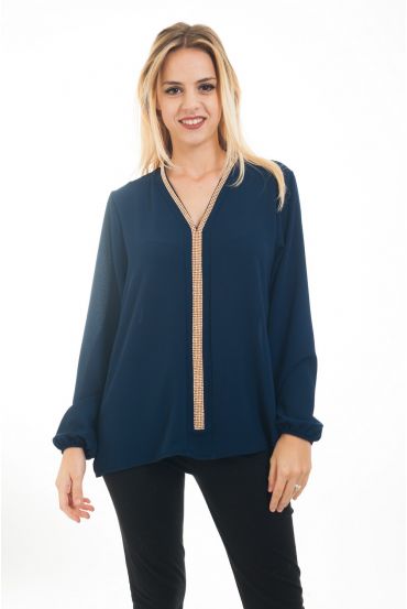 BLOUSE STRASS 4485 MARINE