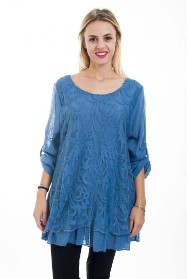 TUNIQUE DENTELLE 4495 BLEU