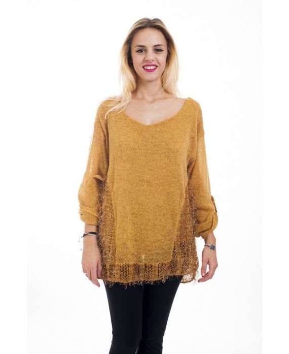 TUNIC MOHAIR EMPIECEMENT 4496 MUSTARD