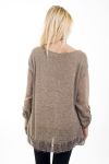 TUNIC MOHAIR EMPIECEMENT 4496 TAUPE