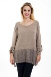 TUNIC MOHAIR EMPIECEMENT 4499 BEIGE