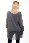 TUNIC MOHAIR EMPIECEMENT 4499 GRAY