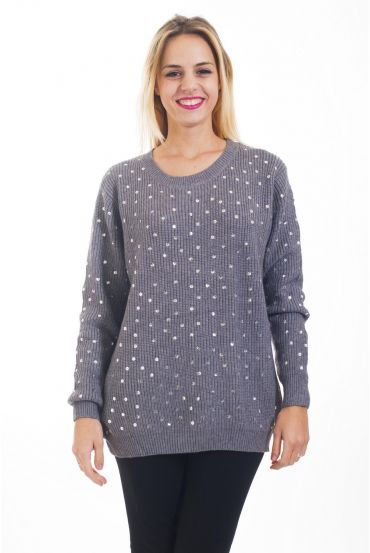 PULLOVER PAILLETE 4482 GRAU