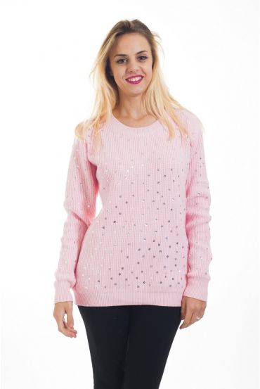 PULLOVER PAILLETE 4482 ROSA