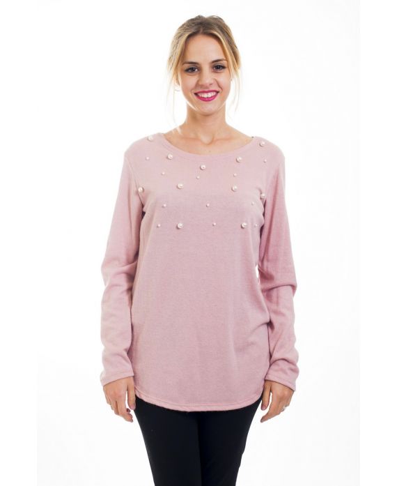 T-SHIRT MIT PERLEN-ROSA 4501