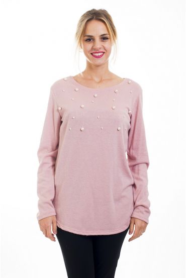 T-SHIRT MIT PERLEN-ROSA 4501