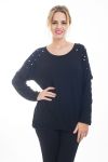 T-SHIRT MANCHES PERLES 4504 NOIR