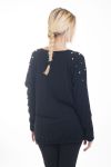 T-SHIRT MANCHES PERLES 4504 NOIR