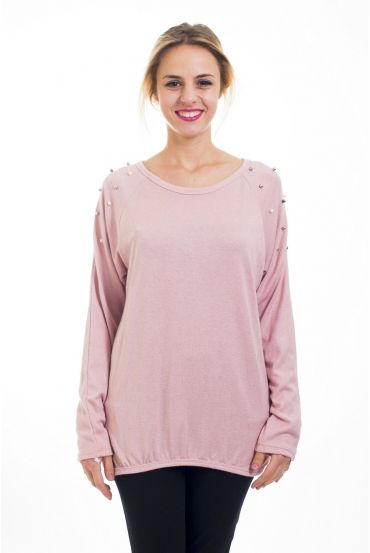 T-SHIRT MANCHES PERLES 4504 ROSE