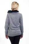 PULL COLLO ZIP PELLICCIA 4505 GRIGIO