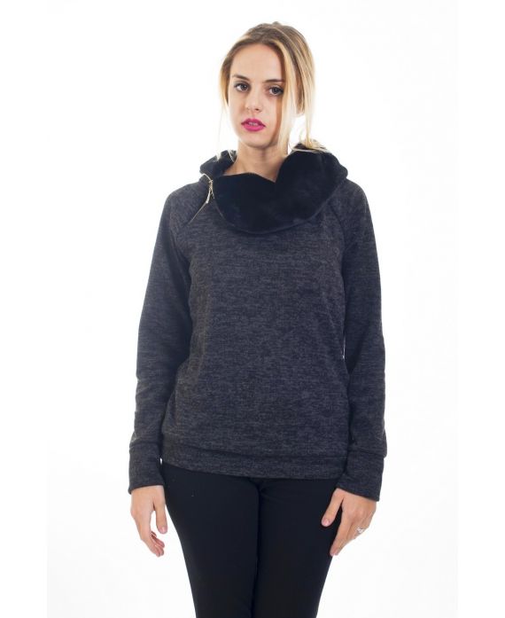 PULL COLLO ZIP PELLICCIA 4505 NERO