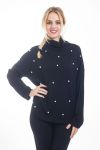 T-SHIRT DE CUELLO DE ROLLO DE PERLAS 4502 NEGRO