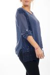 TUNIC MOHAIR EMPIECEMENT 4498 BLUE