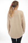 GRANDE TAILLE PULL EFFET BRILLANT PERLES 4507 BEIGE