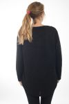 GRANDE TAILLE PULL EFFET BRILLANT PERLES 4507 NOIR