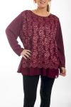 LARGE SIZE SWEATER LACE SHINY 4509 BORDEAUX