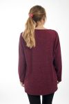 GRANDE TAILLE PULL DENTELLE BRILLANT 4509 BORDEAUX