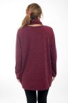 GRANDE TAILLE PULL EFFET BRILLANT + ECHARPE 4510 BORDEAUX