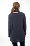 GRANDE TAILLE PULL EFFET BRILLANT + ECHARPE 4510 BLEU