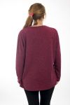 GRANDE TAILLE PULL STRASS & PERLES 4512 BORDEAUX