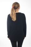 GRANDE TAILLE PULL STRASS & PERLES 4512 NOIR