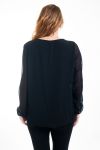 GRANDE TAILLE BLOUSE ENCOLURE FANTAISIE 4521 NOIR