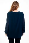 GRANDE TAILLE BLOUSE ENCOLURE FANTAISIE 4521 MARINE