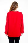 GRANDE TAILLE BLOUSE ENCOLURE FANTAISIE 4521 ROUGE