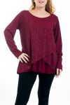 GRANDE TAILLE TUNIQUE DRAPEE EFFET BRILLANT 4520 BORDEAUX