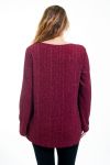 GRANDE TAILLE TUNIQUE DRAPEE EFFET BRILLANT 4520 BORDEAUX