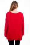 GRANDE TAILLE TUNIQUE DENTELLE SUPERPOSEE 4519 ROUGE