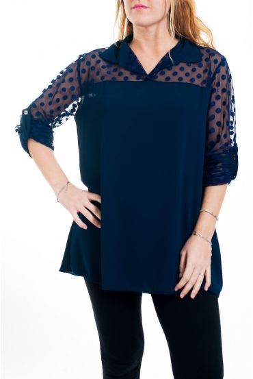 GROßE GRÖßE BLUSE BI-BEREICH 4518 MARINE