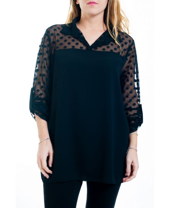 GRAN TAMAÑO DE LA BLUSA, BI-SUJETO 4518 NEGRO