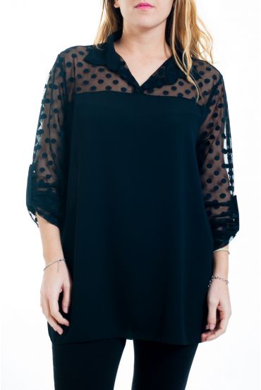 GRAN TAMAÑO DE LA BLUSA, BI-SUJETO 4518 NEGRO