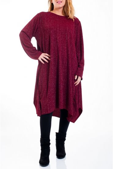 GROßE GRÖßE-KLEID MIT GLANZ-EFFEKT 4517 BORDEAUX