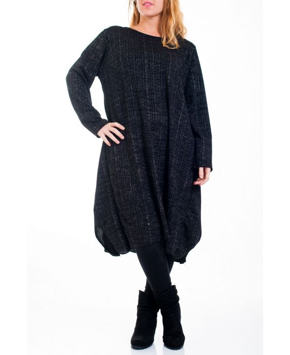 GRANDE TAILLE ROBE EFFET BRILLANT 4517 NOIR