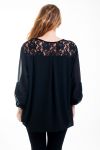 LARGE SIZE BLOUSE LACE AND RHINESTONE 4515 BLACK