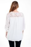 LARGE SIZE BLOUSE LACE AND RHINESTONE 4515 WHITE