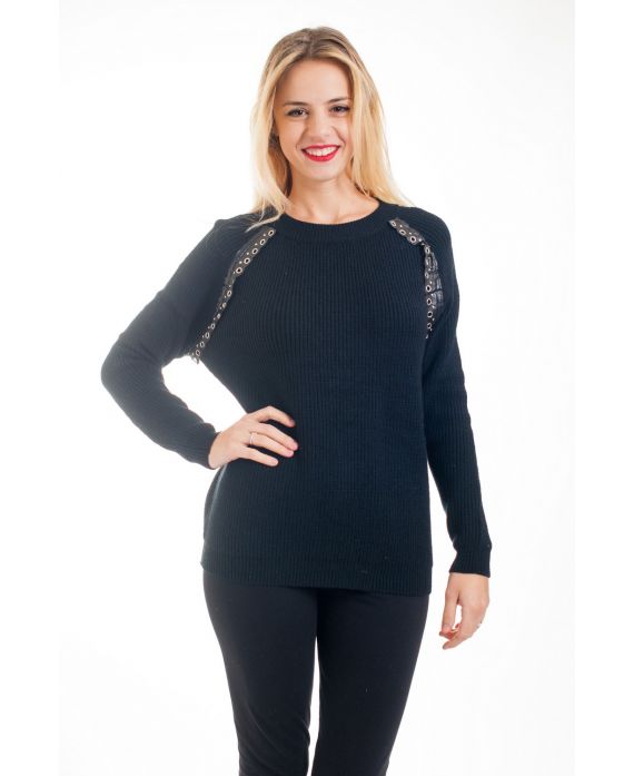 PULLOVER A ŒILLETS 4451 NOIR