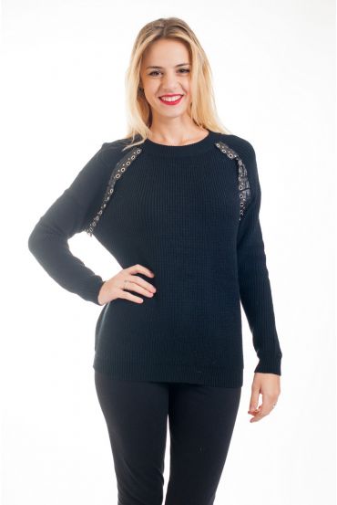 PULLOVER HEEFT ZEILRINGEN 4451 ZWART