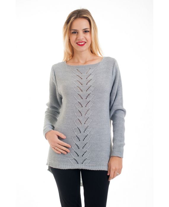 PULLOVER AJOURE 4538 GRIJS