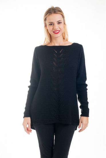 PULLOVER AJOURE 4538 NEGRO