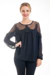 BLOUSE EMPIECEMENT DENTELLE 4529 NOIR