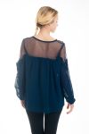 BLOUSE EMPIECEMENT DENTELLE 4529 BLEU MARINE